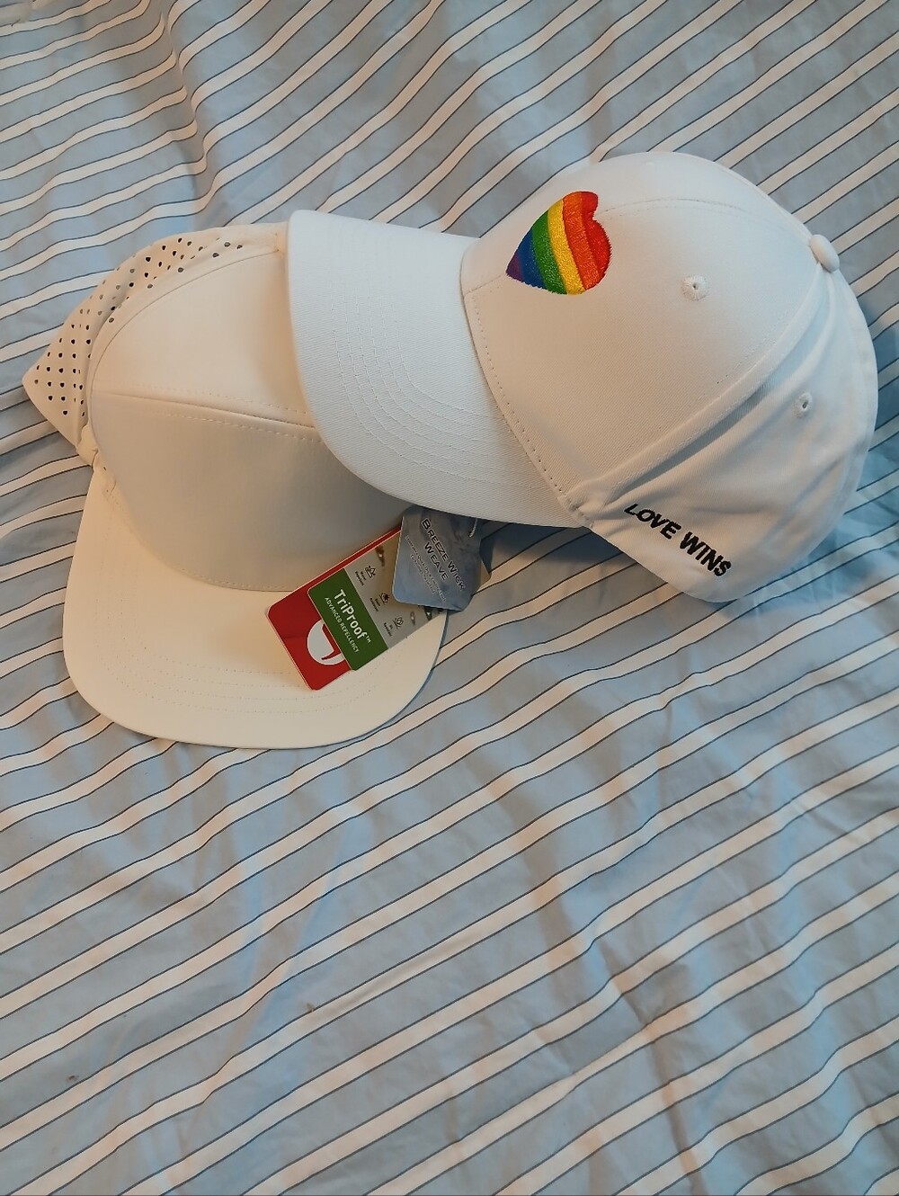 White 'Love Wins' Rainbow Heart Baseball Cap
